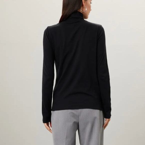 MAJESTIC FILATURES Black Soft Turtleneck MEDIUM Long Sleeve Basic Cashmere $165 - Picture 3 of 8